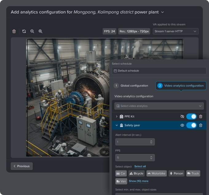 Configure analytics per camera