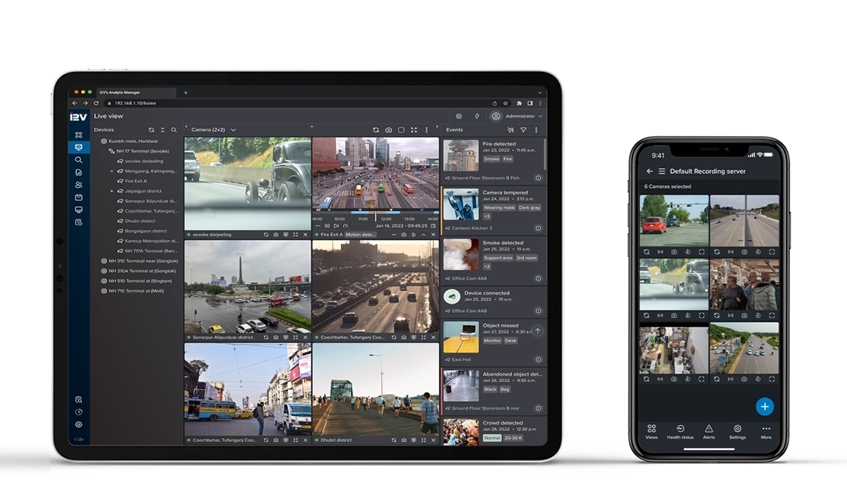 Real-time alerts across web, mobile, SMS, eMail, WhatsApp and i2V Mobile app