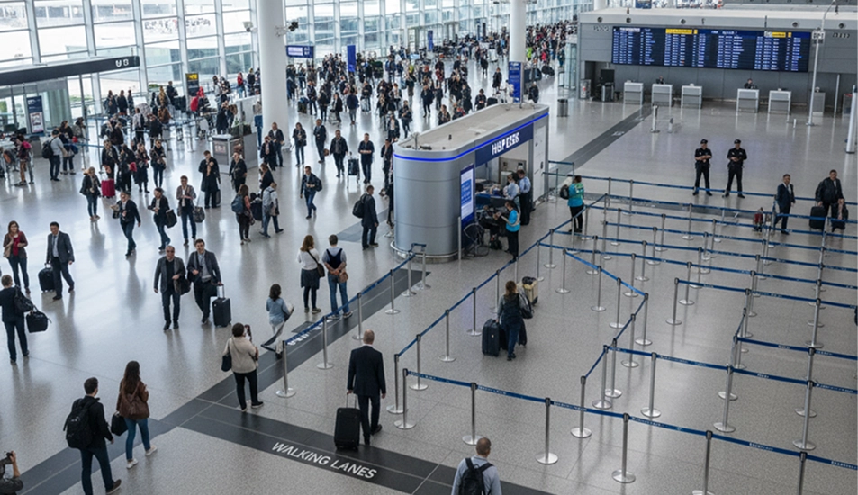 Ensure traveler safety and manage crowds effectively in transit hubs.